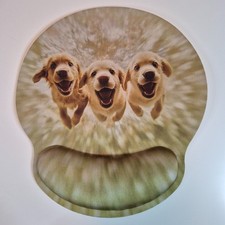 Cute Dog Mouse Pad,Three Adorable Golden Retrievers Smiles with Wrist Rest, New