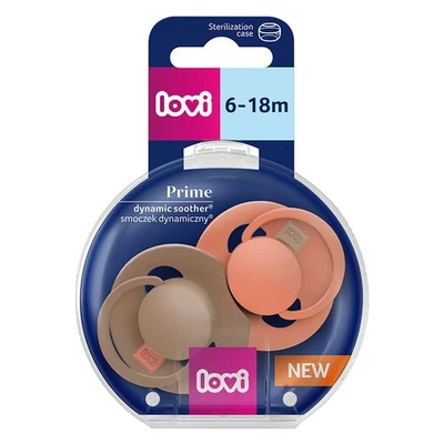 LOVI PRIME dynamischer Silikonschnuller 6-18m 2 Stk. Granola/Orange
