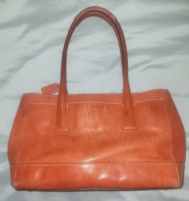 バッグ COACH Hamptons Leather Satchel Bag Vintage Coach Hamptons Madeline Leather Tote Satchel Turnlock