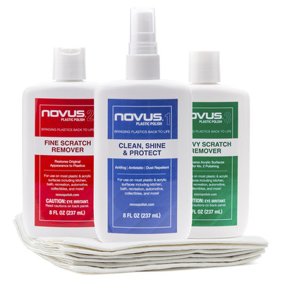 Novus-Pk1-8Oz-Pm Plastic Clean Shine 1 Fine Scratch Remover 2 Heavy Scratch