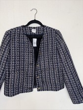 J.CREW Women  s tweed Jacket, Blazer NWT sz 10 Navy/black/beige
