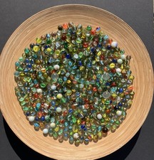 Large Vintage Lot of Glass Swirl-Clear-Multi Color-Multi Size Marbles