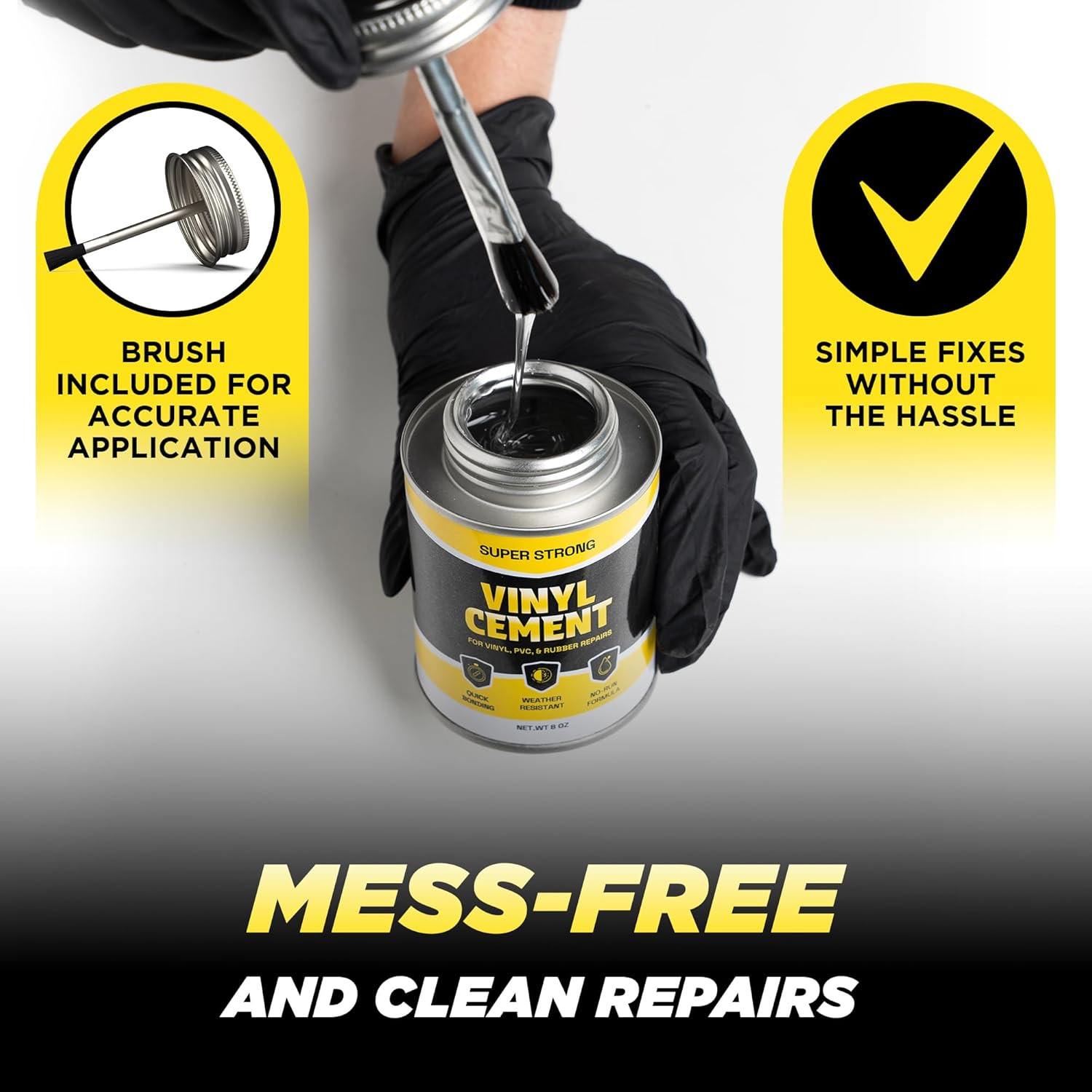 8 Oz Vinyl Cement Glue - Non-Brittle, Zero Shrinkage & Watertight Seal, Contact 