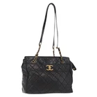 CHANEL Matelasse Chain Shoulder Bag Patent leather Black Gold CC Auth bs37212