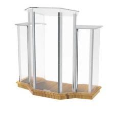 11909 Podium Pulpit Wood Base w/ Clear plexiglass Acrylic, 3 tier construction
