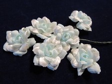 Vintage Millinery Flower 1 3/4" 6p Bunch Soft White  Blue w/Velvet Japan IW11
