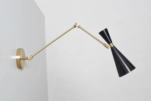 Mid Century Modern Brass Wall Sconce Light – Handmade Gold LELO 3 Lamp - Picture 3 of 5