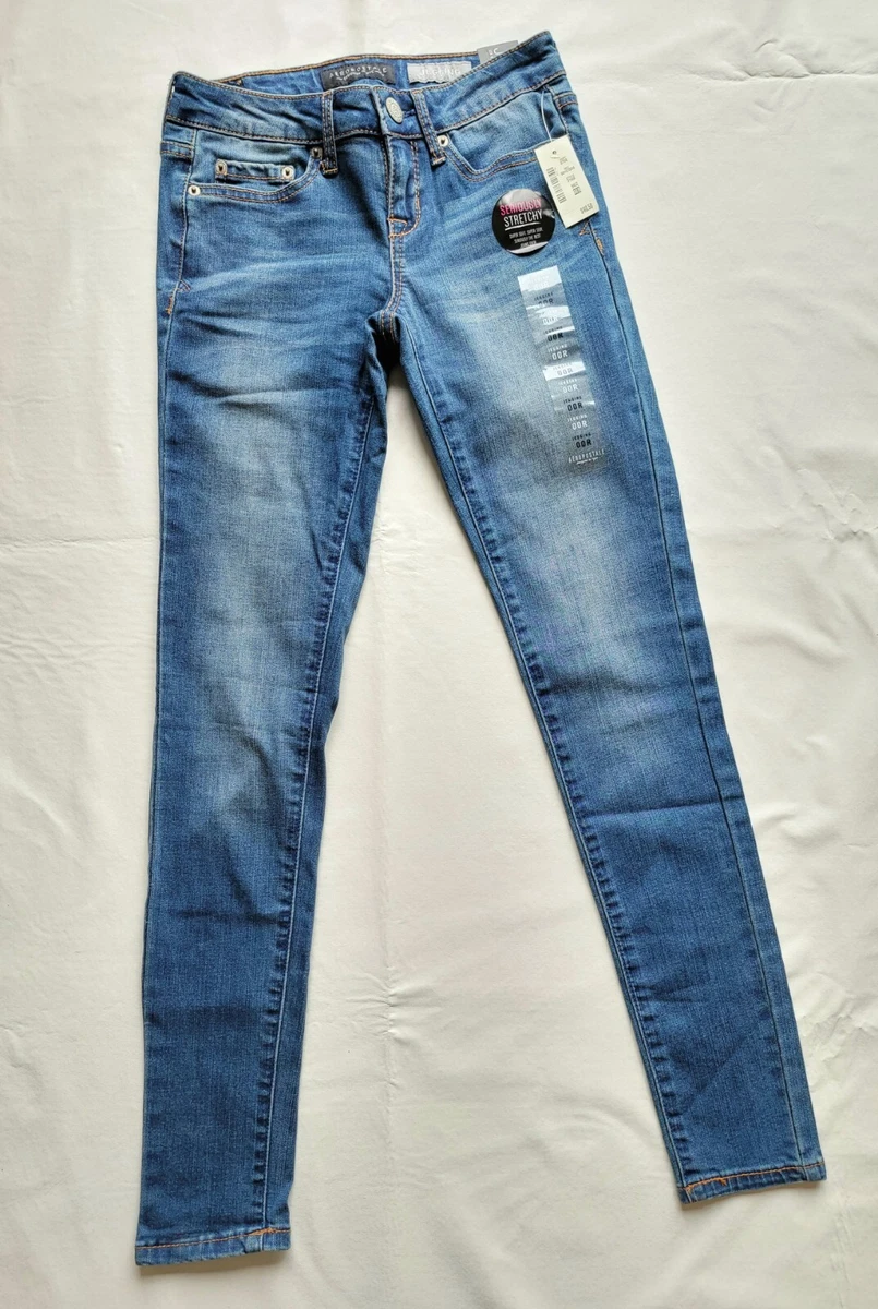 Aeropostale Jeans Womens 00R Med Wash Jegging Low Rise Skinny Blue Stretch  Denim