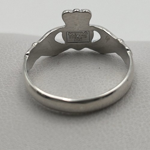 Vtg Solvar 925 Sterling Silver Celtic Irish Claddagh Ring Heart Wedding Band - Picture 7 of 24