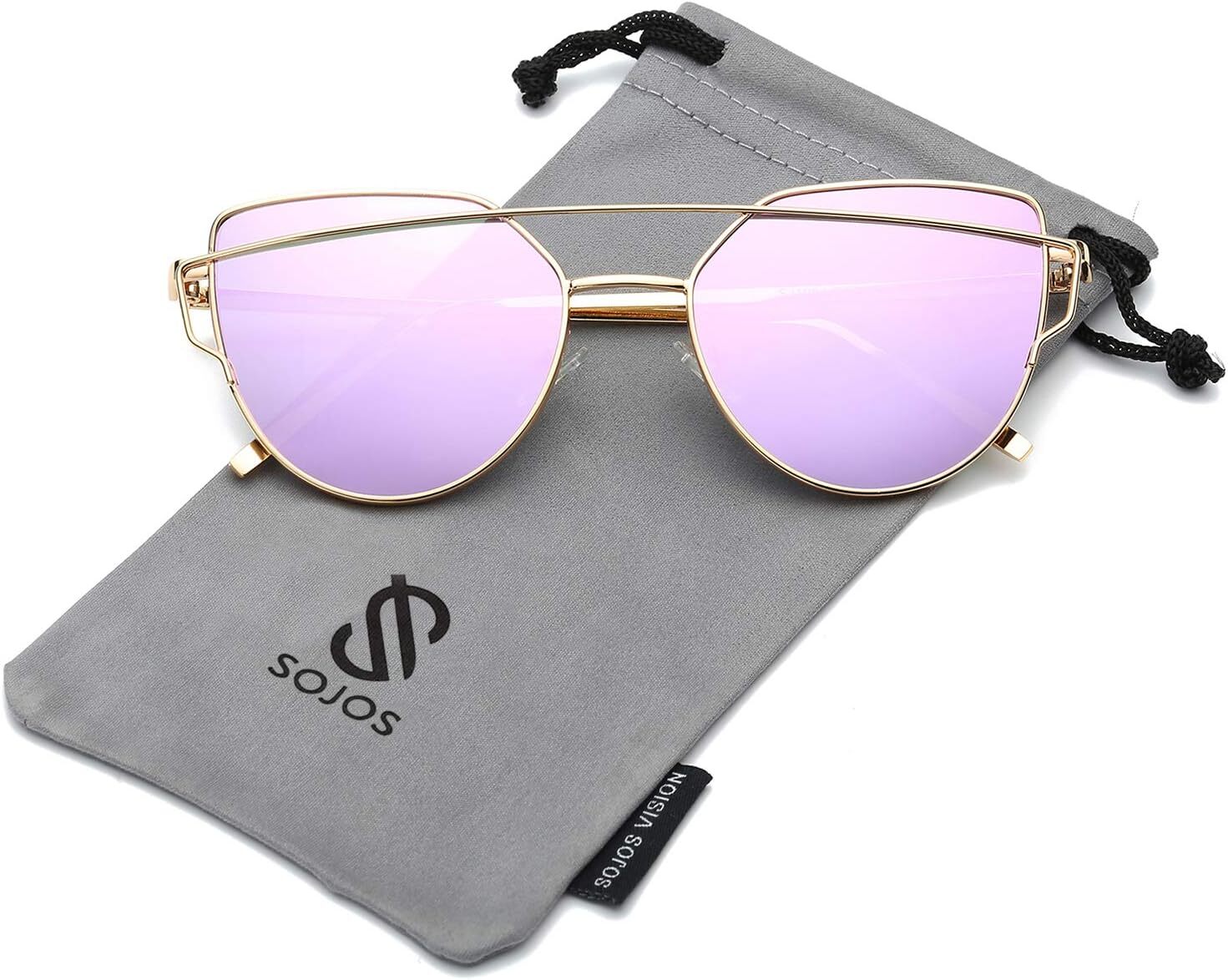 SOJOS Women's Fashion Cat Eye Sunglasses in Gold and Purple-image