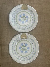 NOS 2 Vtg Packs of Six 9” Hallmark Paper Plates BLUE TULIPS NORDIC DESIGN 1970s