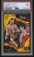 Austin Theory 2022 Panini Select WWE Ringside Gold Flash Prizm /10 #262 PSA 9