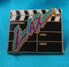 LAX Movie Maker Production Clapper Sync Slate Clapboard Golden Metal Lapel Pin