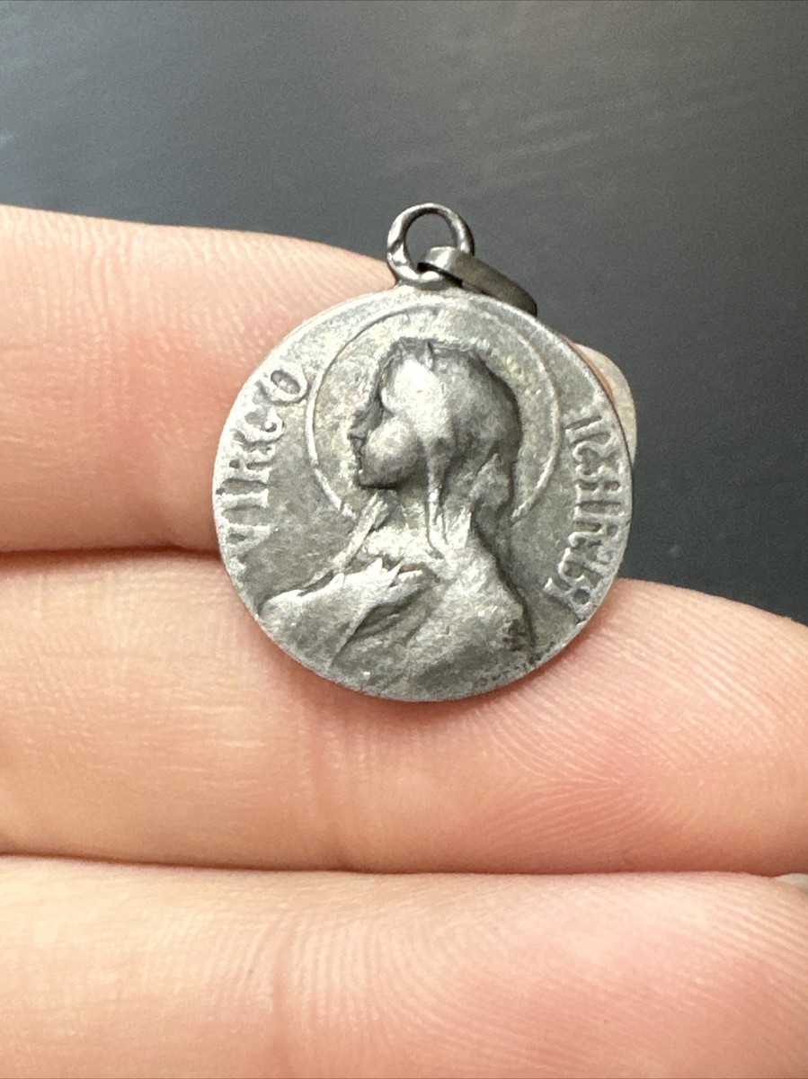 Pendentif Ancien En Argent Massif 925 - Style Art Déco - Breloque Religieuse Ou Décorative