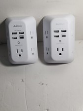 2 Pack USB Wall Charger Surge Protector, 5 Outlet Extender with 4 USB...