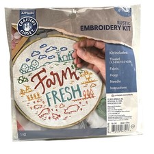 Embroidery Kit Farm Fresh 6 Inch Hoop Thread Fabric NEW Artskills Rustic