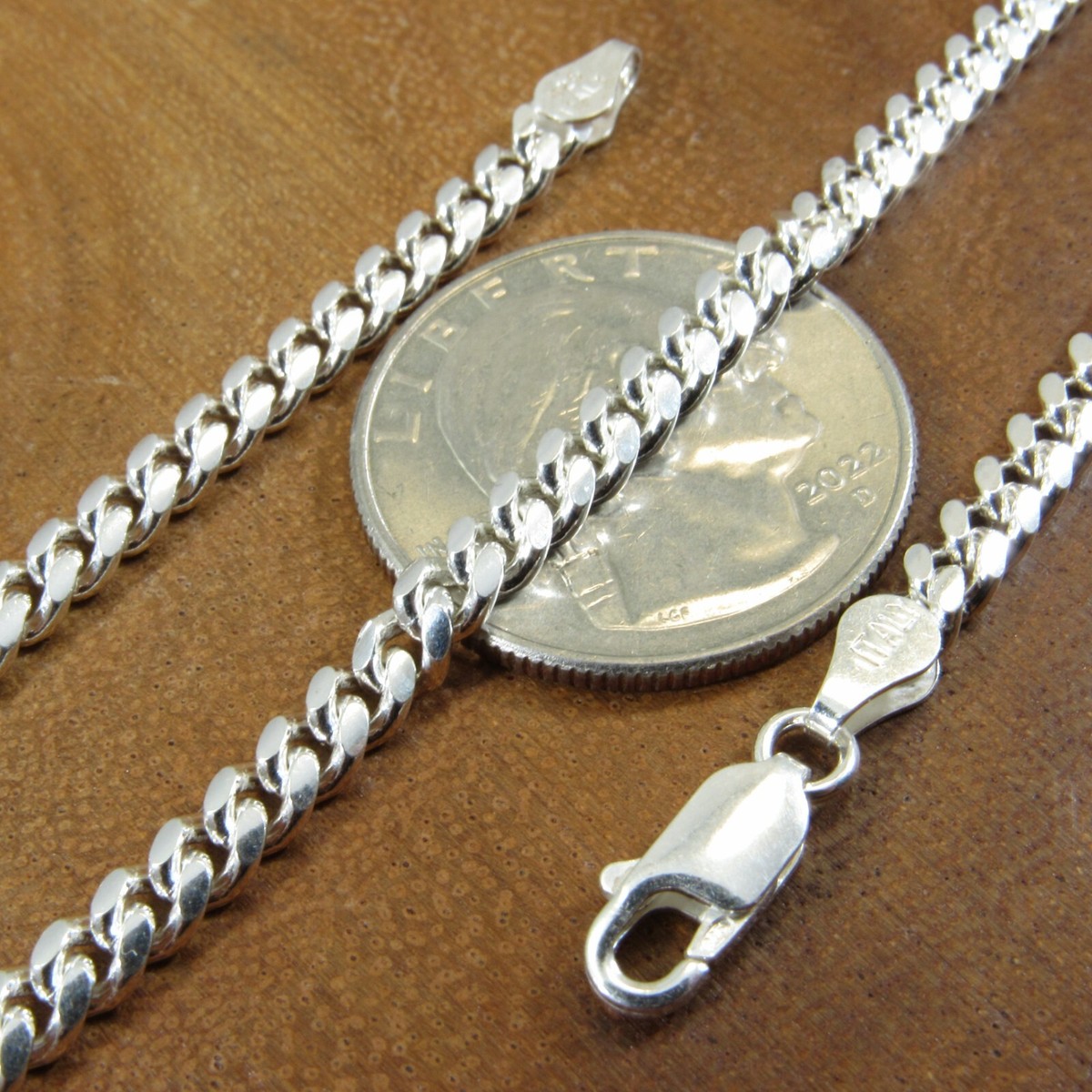 Solid 925 Sterling Silver Men's Italian MIAMI CUBAN Chain