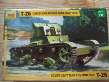 Zvesda 1-35 T-26 Twin Turret Soviet Light Tank WW II (new)