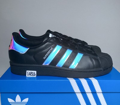 black and holographic adidas