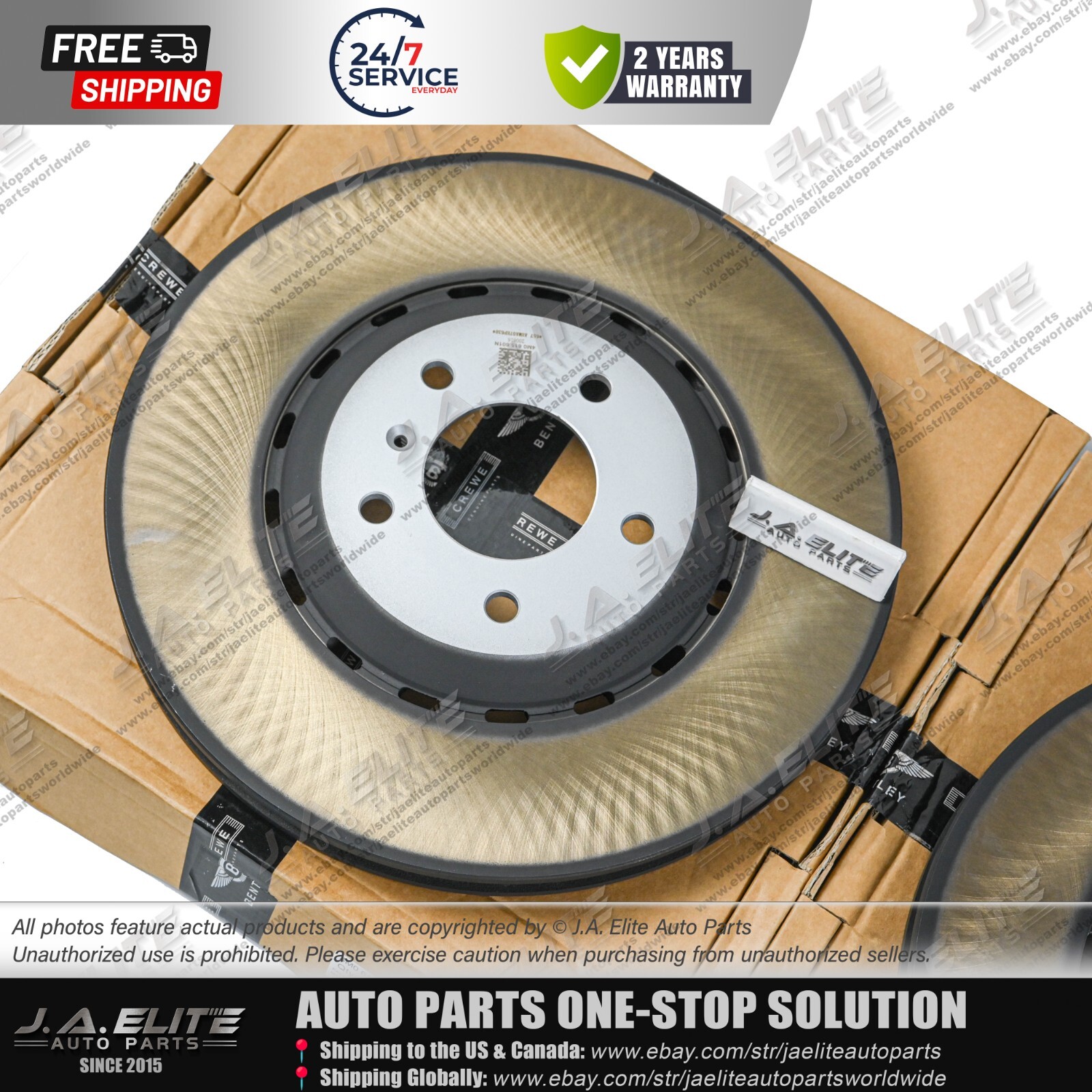 2pcs Rear Brake Discs Set fit Bentley Bentayga (2017+) 4M0615601N