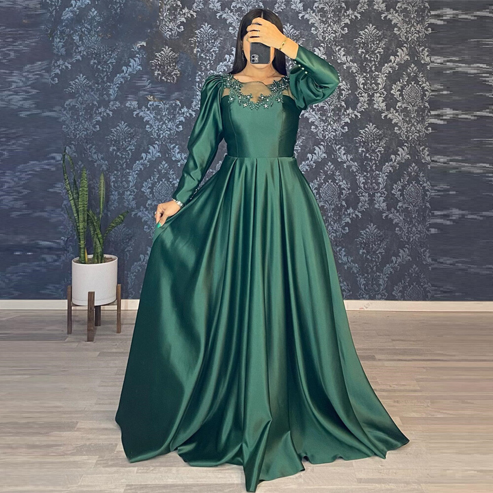 green color party dress Evening Party Dress Plus Size Women A-Line Empire Waist Chiffon main image 0