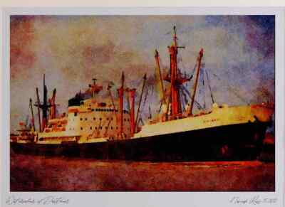 535035 1953 British Harrison Line DIPLOMAT Ltd Ed A3 Watercolour Print