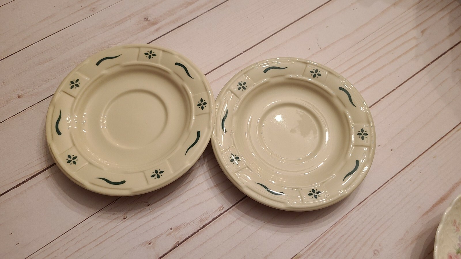 Set of 2 Longaberger Heritage Green Pottery Coffee Saucers eBay