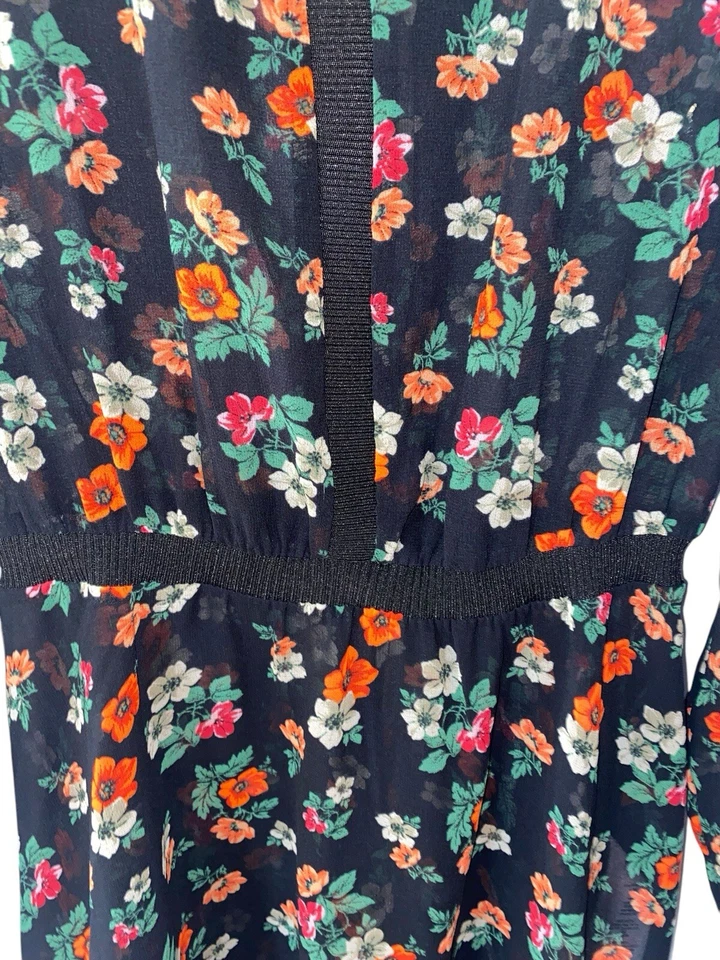 Mini Vestido MAJE Para Mujer Estampado Floral Rayón Negro Transparente Talla 1 Pequeño Foto 4 de 4