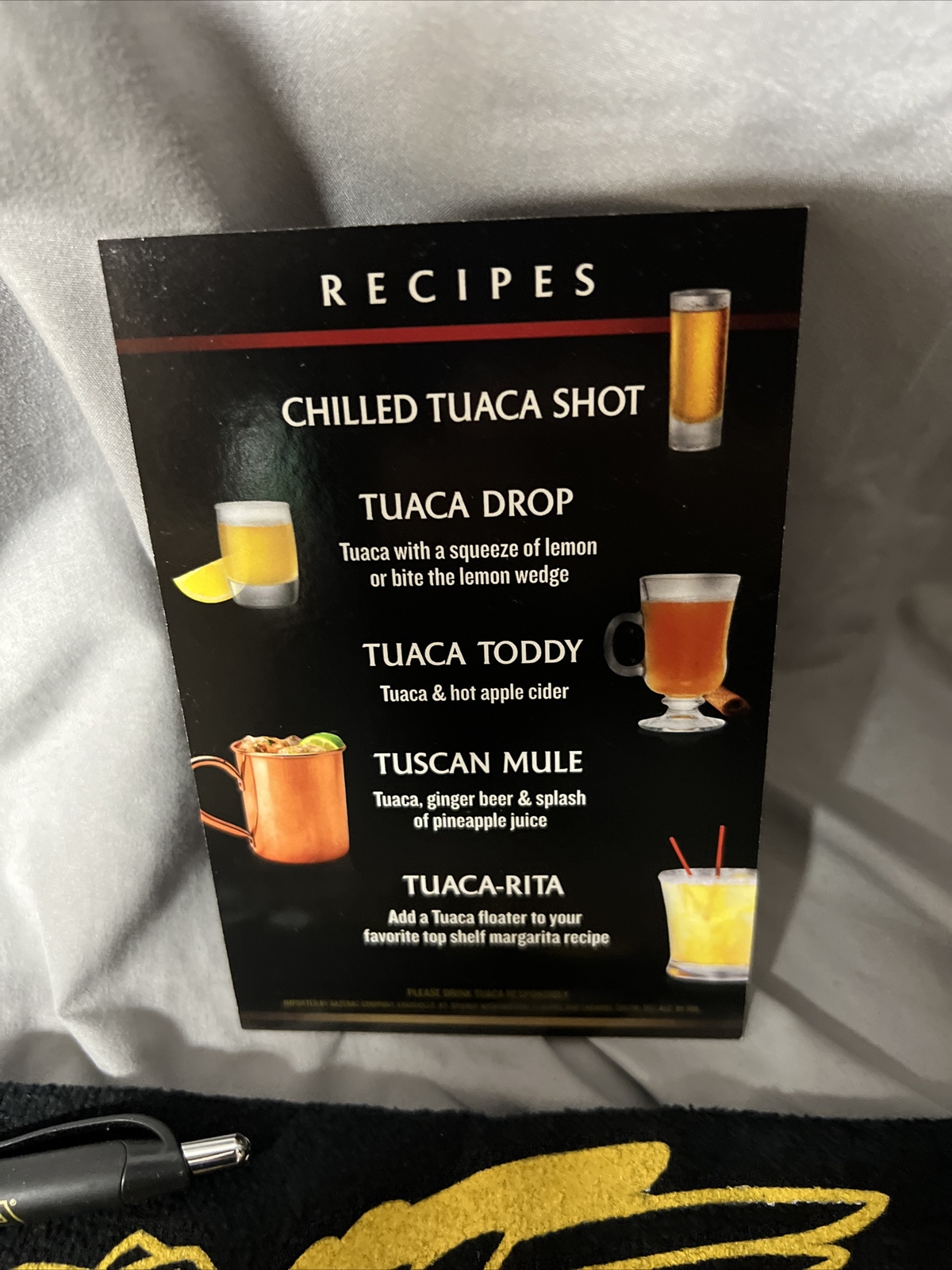NEW TUACA Bottle Opener, Bar Towel, Pen & Wristband- 4 Pc Bartender Set ...