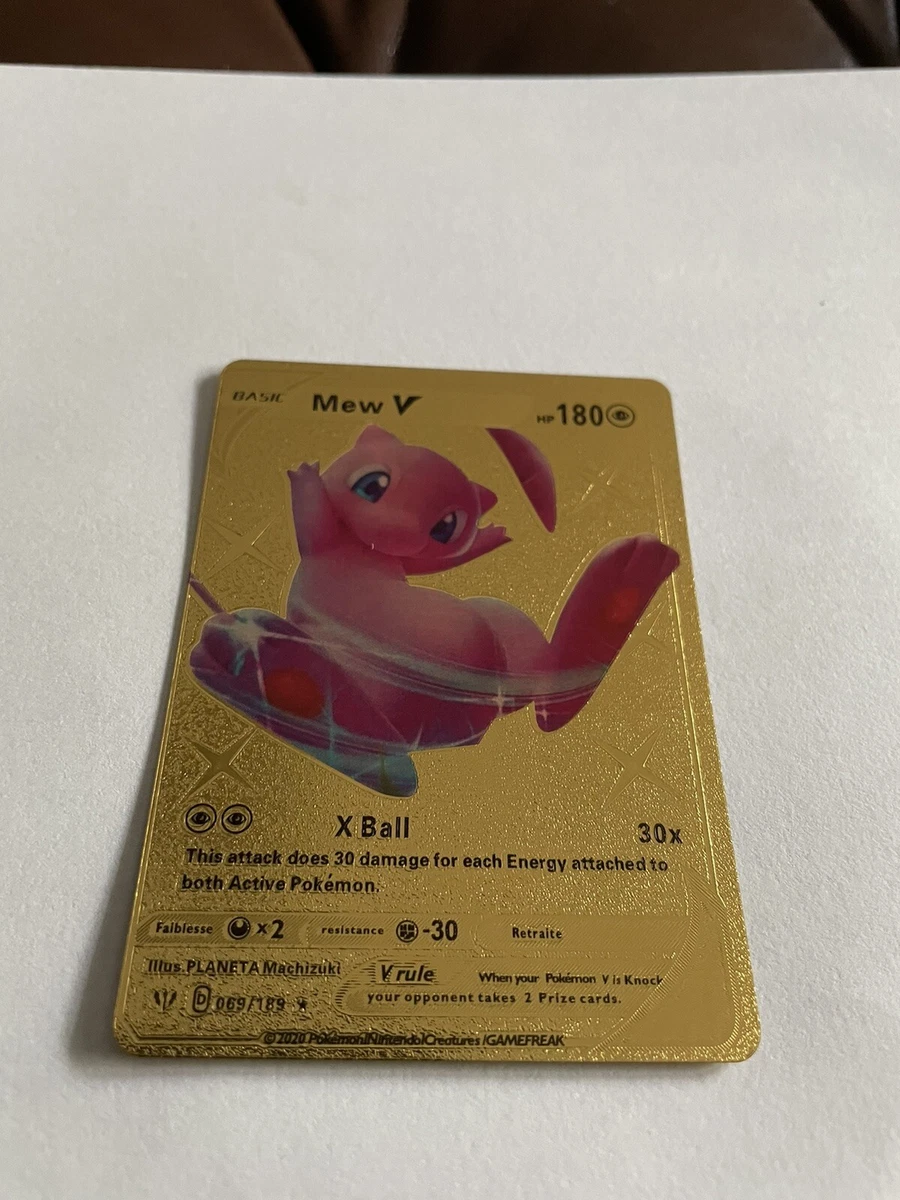 RARE Pokémon TCG Mew V Pokemon Gold Foil Fan Art Pokemon Card, MINT  CONDITION