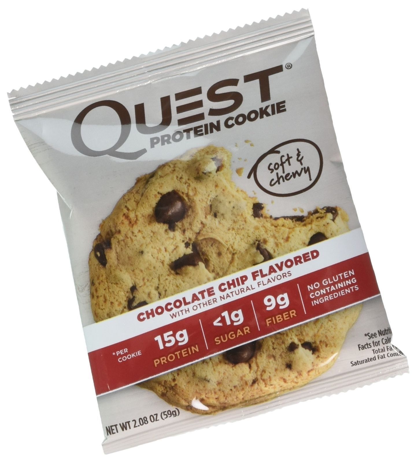 24 Count - Quest Protein Cookie, Chocolate Chip, 15g Protein, 4g Net Carbs 