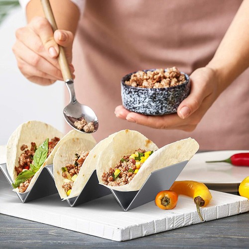 2 Pcs Stainless Steel Holders Tacos Stylish Rack Woman