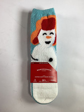 Kids Wondershop Multicolor Snowman Super Soft Crew Socks M/L 2 Pair NEW