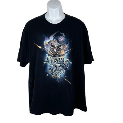 Blizzard Shirt Men 2X Black Short Sleeve Blizz Con Anaheim 2014 Cotton Tee