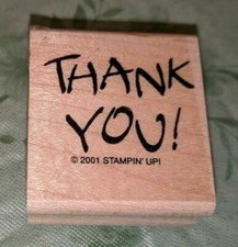 STAMPIN' UP FANCIFUL FAVORITES THANK YOU WOOD MOUNTED RUBBER STAMP RARE HTF
