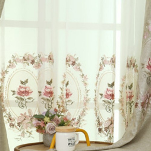 Retro Peony Blumenmuster Vorhangstoff Netz Voile Fenster Tüll Panel Drape Teiler - Bild 6 von 7