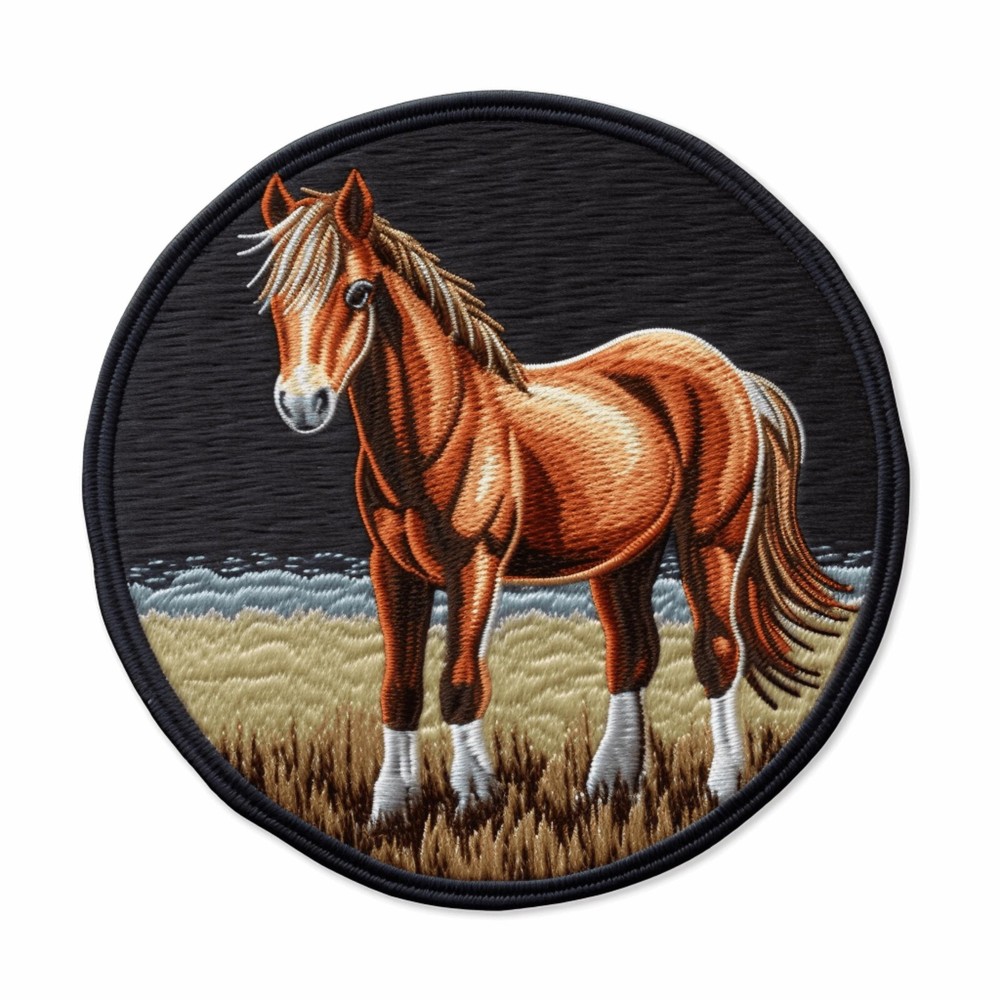 Horse Patch Iron-on Applique Farm Animal Badge Colt Gallop Mare Pony Mustang