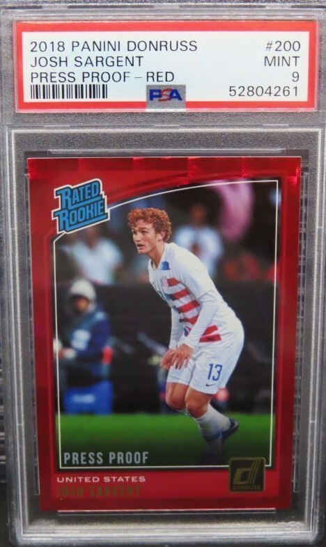 2018-19 Donruss Josh Sargent Red Press Proof Rated Rookie #200 PSA 9 USA USMNT