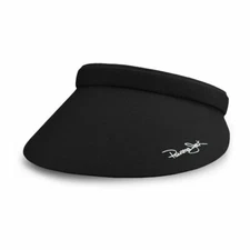 Panama Jack Women's Sun Visor - Microfiber, 4" Brim, Embroidered Logo (Black)