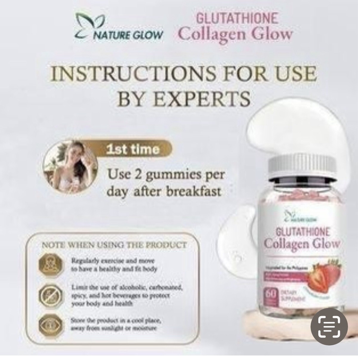 2 Nature Glow Gluta Collagen Elastin Anti-Oxidant Whiten Glowing