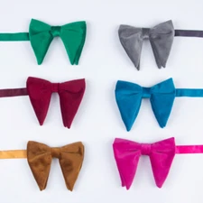 Men Velvet Oversize Bow Tie Wedding Party Business Suit Tuxedo Shirt Bowtie