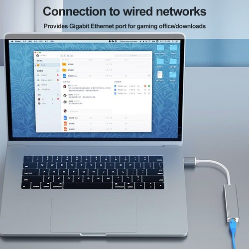 Typ-C-zu-RJ45-Ethernet-Kabel-LAN-Adapter 10/100/1000 Mbit/s (Silber USB Gigabit) - Afbeelding 2 van 7