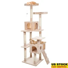 5.5ft Cat Tree W/ Scratching Posts Condos Perches Toys Indoor Cat Furniture New