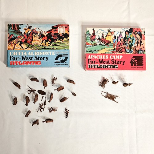 Vintage Atlantic Far West Story HO Scale 1/72 Figures Apache Camp Caccia Bisonte - Picture 14 of 15