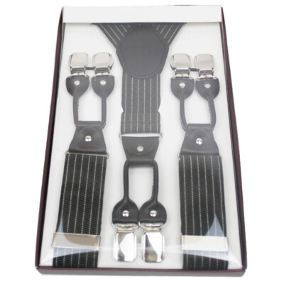 Banned Vintage Retro Hosenträger Breit Y-Form Rockabilly Braces Pinstripe Grün