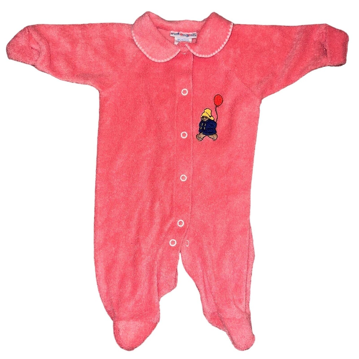 Vintage Paddington bear Pink Terry sleeper baby one piece size newborn 0-12  lbs