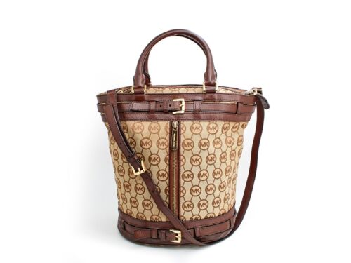 Michael Kors KINGSBURY Medium Tote Bag Monogram Jacquard Purse Bucket USED