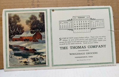 The Thomas Company Wholesale Grocers Youngstown Ohio OH Partial 1925 Calendar