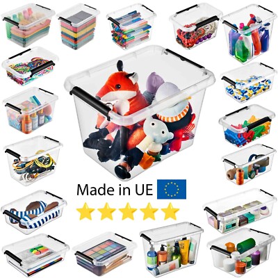 Aufbewahrungsbox Mit Deckel Clips Ordnungsboxen Plastikbox Organizer Büro
