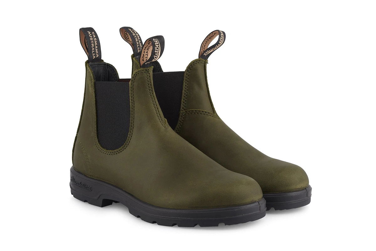 Blundstone 2052 Boots Unisex Classic Chelsea Green Leather Ankle Pull On Boot